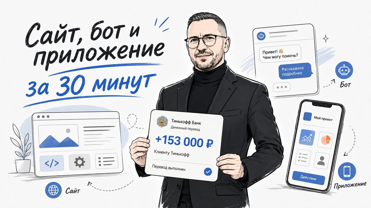 Сайт, бот и приложение за 30 минут
